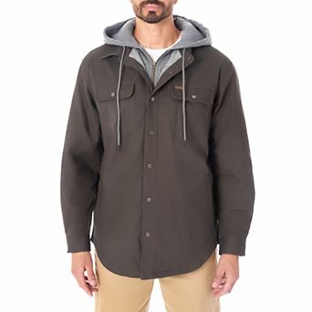 Big & Tall Smith's Workwear 2-in-1 Faux Sherpa Hooded Stretch Canvas Snap Shirt Jacket