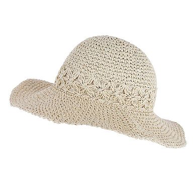 David & Young Women's Hand Crochet Straw Sun Hat