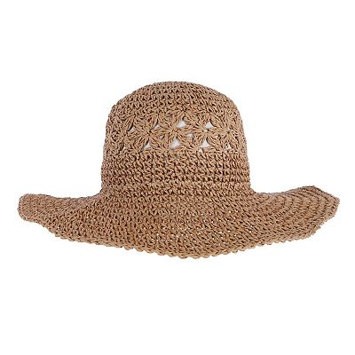 Hand Crochet Straw Sun Hat with Cooling Sweatband UPF 50+ Womens Multicolor Floral Crochet Straw Sun Hat Wide Brim  main image 4