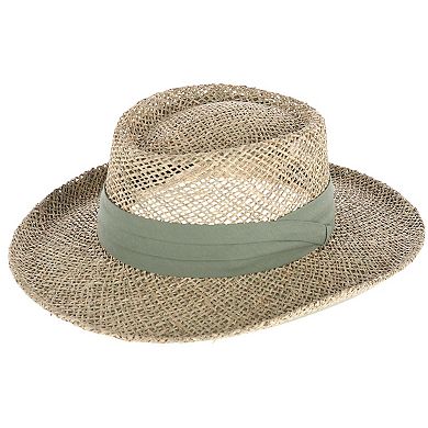 Kenny K Men's Twisted Seagrass Gambler Hat With Pleated Band