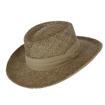 Kenny K Men's Twisted Seagrass Gambler Hat With Pleated Band