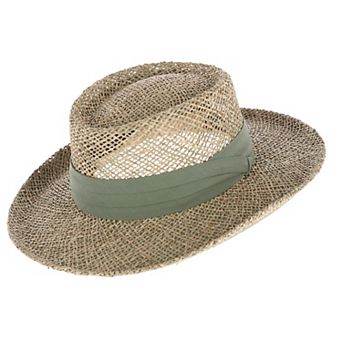 Kenny K Men's Twisted Seagrass Gambler Hat With Pleated Band