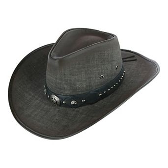Kenny K Men's Grey Upf 50+ Western Hat With artificial Leather Band