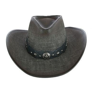 Kenny K Men's Grey Upf 50+ Western Hat With artificial Leather Band