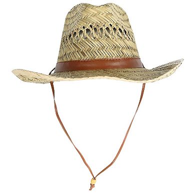 Kenny K Men's Rush Straw Lightweight Safari Hat With Chin Cord