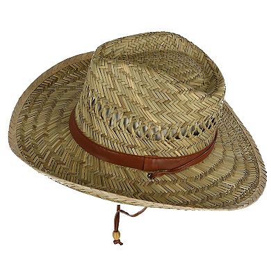 Kenny K Men's Rush Straw Lightweight Safari Hat With Chin Cord