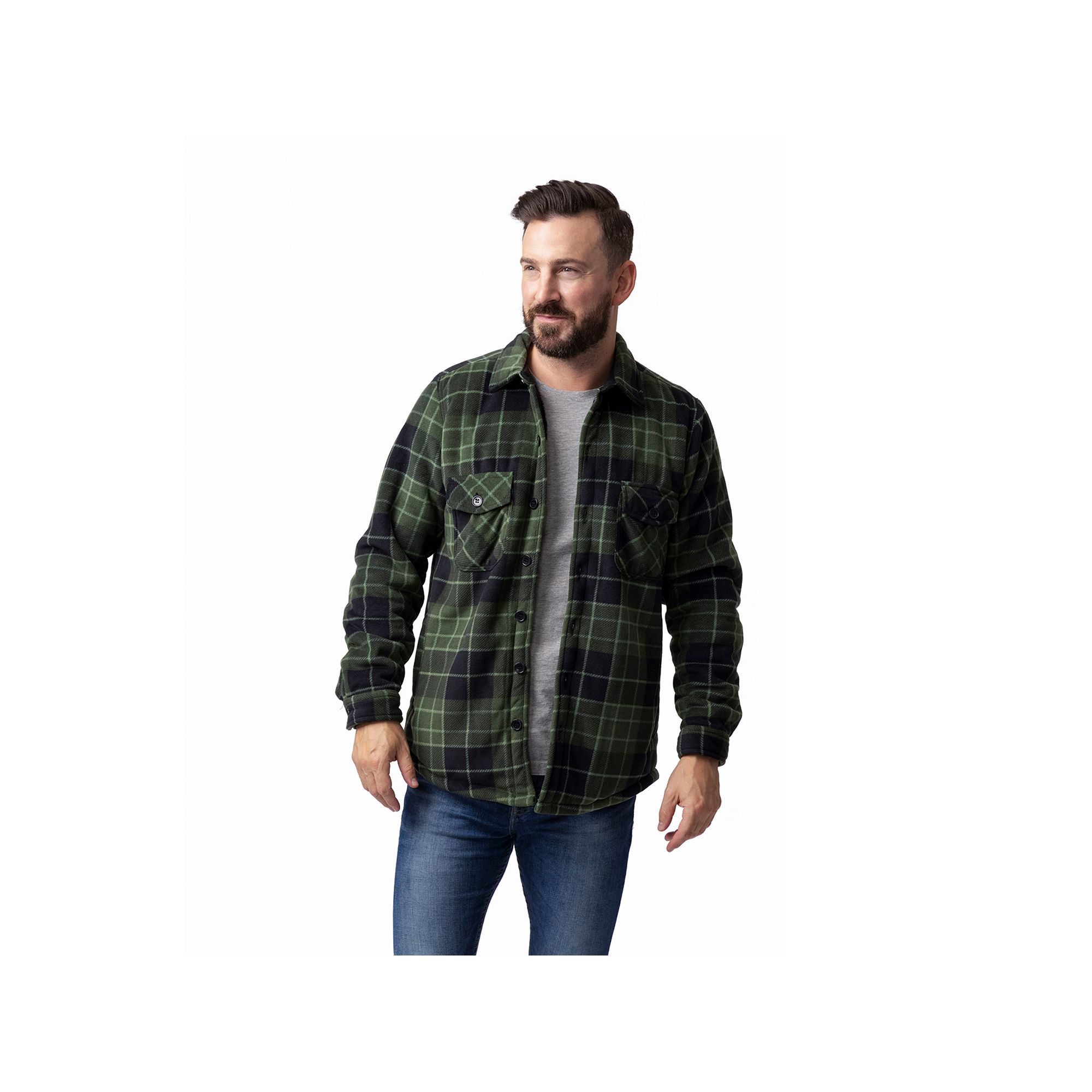 Mens Heat Holders Heatweaver Lined Fleece Shirt Jacket, Size: Small, Hunte
