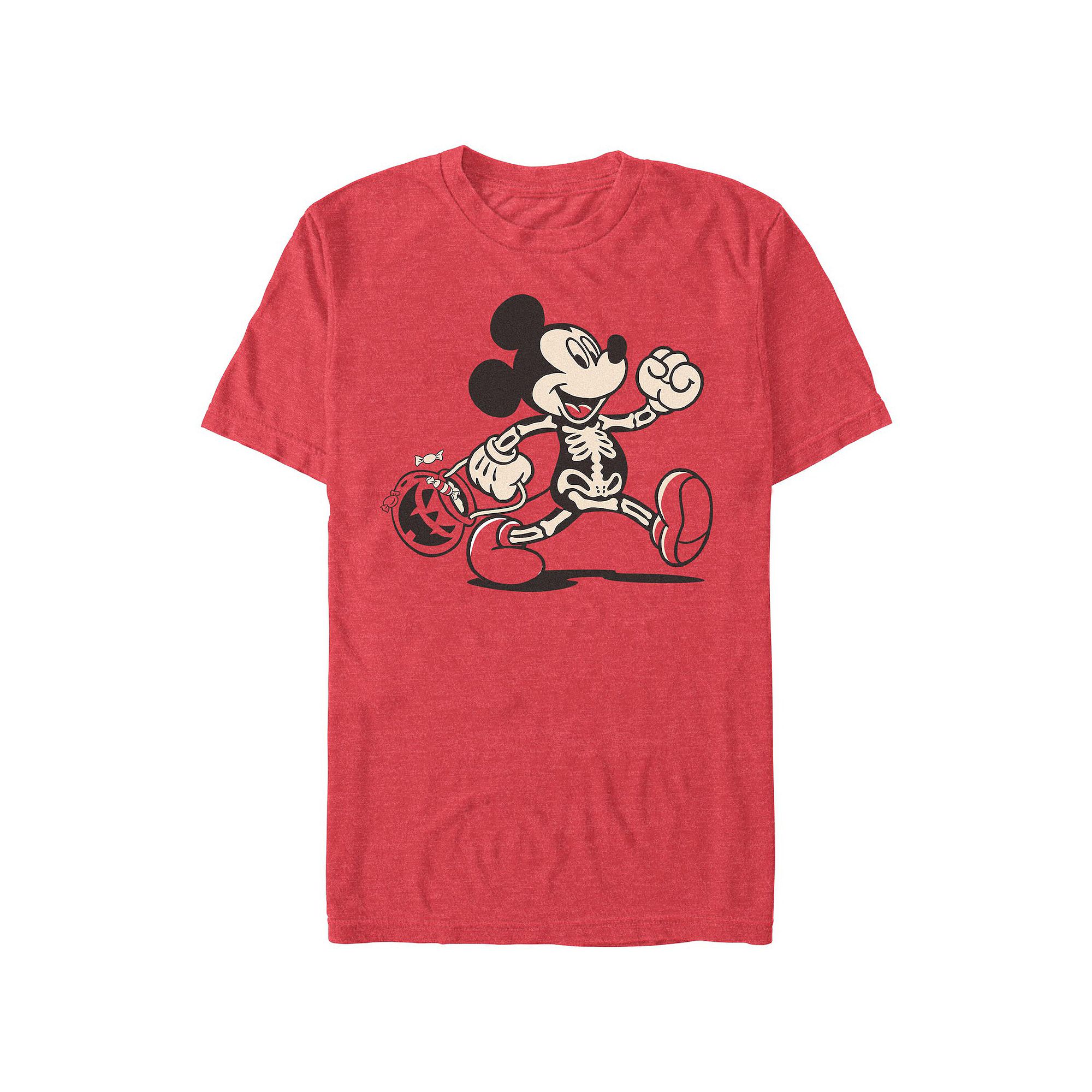 Disneys Mickey Mouse Funny Bones Mens Graphic Tee, Size: XS, Red Grey
