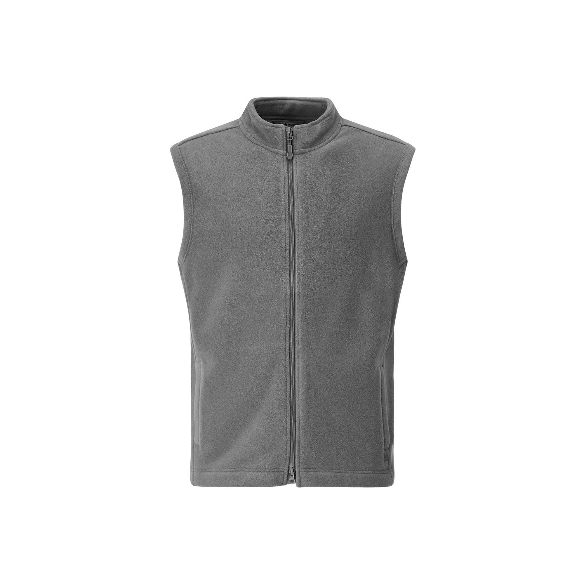 Mens Heat Holders Original Fleece Double Zipper Vest, Size: Small, Gray