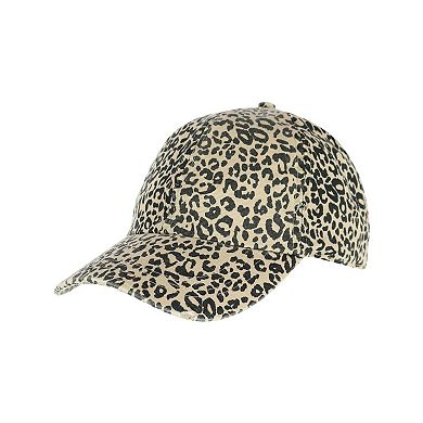 David & Young Women's Distressed Leopard Print Baseball Hat
