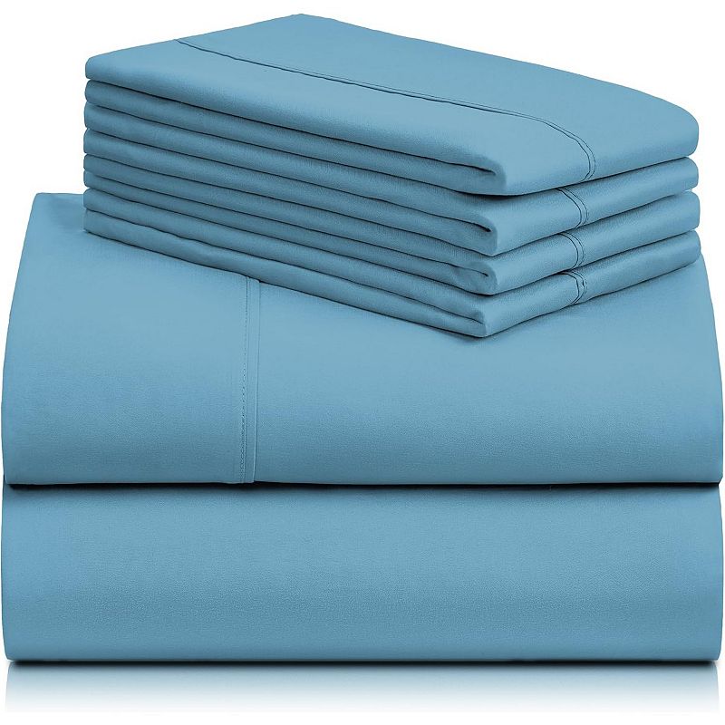 6 PC LuxClub Bamboo Sheet Set w/ 18 inch Deep Pockets - Eco Friendly, Wrinkle Free, Hypoallergentic, Antibacterial, Moisture Wicking, Fade Resistant, Silky, Stronger & Softer than Cotton - Denim King