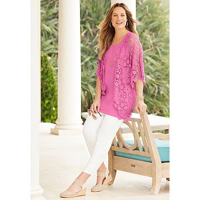 Catherines Women's Plus Size Graceful Crochet wrap