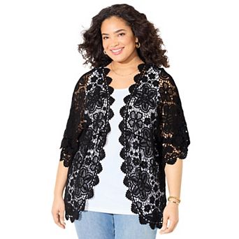 Catherines Women's Plus Size Graceful Crochet wrap