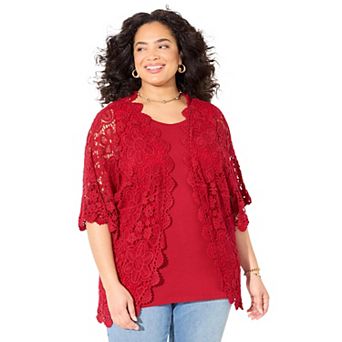 Catherines Women's Plus Size Graceful Crochet wrap
