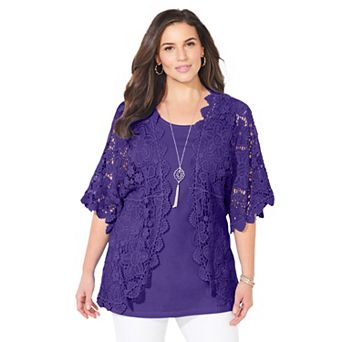 Catherines Women's Plus Size Graceful Crochet wrap