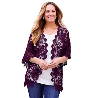 Catherines Women's Plus Size Graceful Crochet wrap