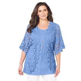 Catherines Women's Plus Size Graceful Crochet wrap
