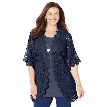 Catherines Women's Plus Size Graceful Crochet wrap