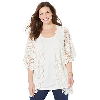 Catherines Women's Plus Size Graceful Crochet wrap