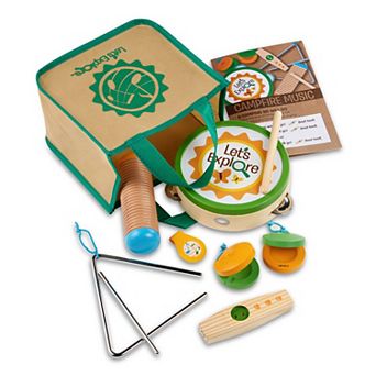 Melissa & Doug Let's Explore Camp Music 10 pc Wooden and Metal Instruments Play Set