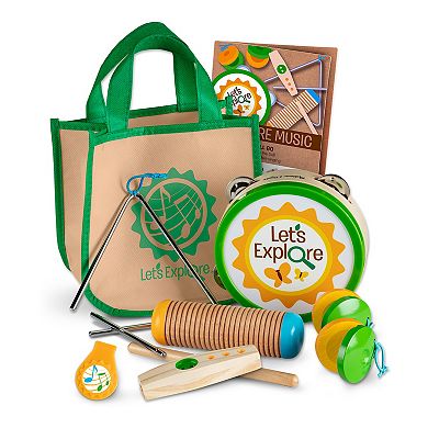 Melissa & Doug Let's Explore Camp Music 10-Piece Wooden and Metal Instruments Play Set