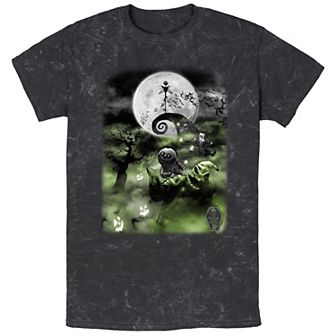 Disney's The Nightmare Before Christmas Scary Night Mineral Wash Men's Graphic Tee