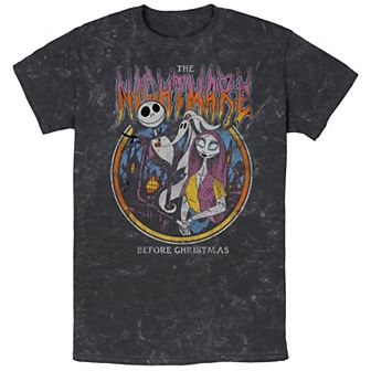Disney's The Nightmare Before Christmas Jack And Sally Stamp Mineral Wash Men's Graphic Tee