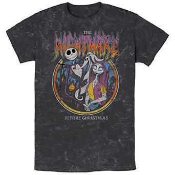 Disney's The Nightmare Before Christmas Jack And Sally Stamp Mineral Wash Men's Graphic Tee
