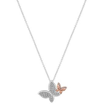 Brilliance Fine Silver Plated Crystal Double Butterfly "Better Together" Pendant Necklace