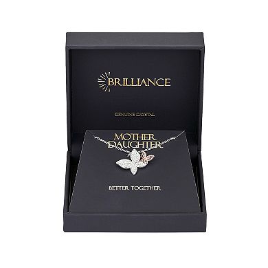 Brilliance Fine Silver Plated Crystal Double Butterfly "Better Together" Pendant Necklace
