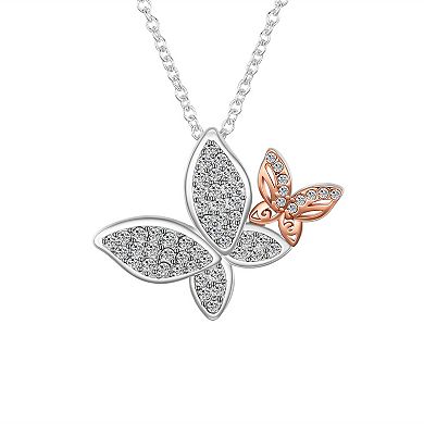 Brilliance Fine Silver Plated Crystal Double Butterfly "Better Together" Pendant Necklace