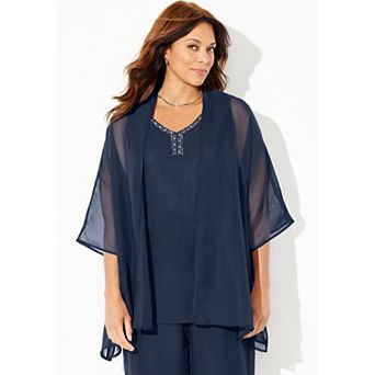 Catherines Women's Plus Size Ritzy Cardigan & Tank Set