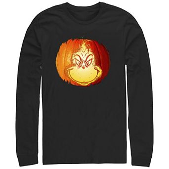 Men's Dr. Seuss Grinch Jack O Lantern Long Sleeve Graphic Tee