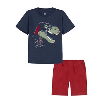Baby & Toddler Boy Kids Headquarters 2 pc Slub Jersey Dinosaur Graphic Tee & Twill Cargo Shorts Set