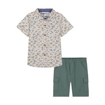 Baby & Toddler Boy Kids Headquarters Short Sleeve Dino Print Shirt & Shorts Set