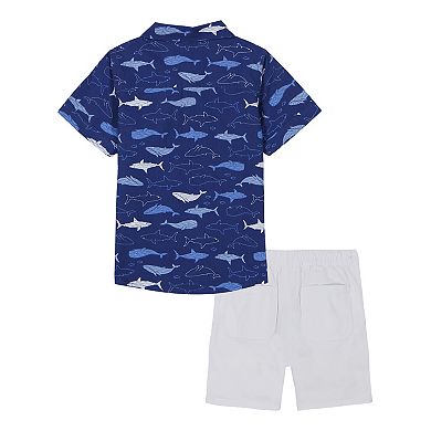 Baby & Toddler Boy Kids Headquarters Short Sleeve Fish Print Shirt & Shorts Set
