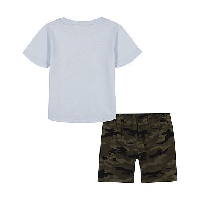 Baby & Toddler Boy Kids Headquarters Slub Jersey Airplane Graphic Tee & Camo Twill Cargo Shorts Set