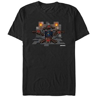 Men's Minecraft Scary Spiders Graphic Tee