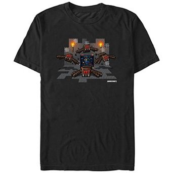 Men's Minecraft Scary Spiders Graphic Tee