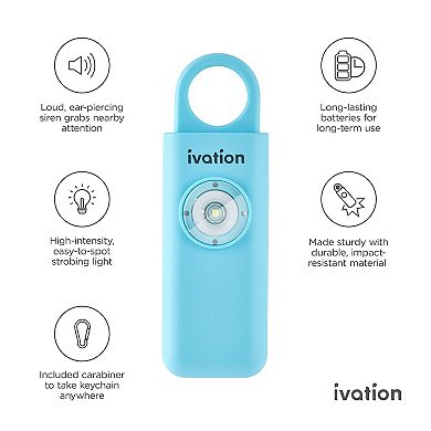 Ivation Personal Sos Keychain Alarm, Rechargeable Personal Alarm With Led Panic Strobe Light