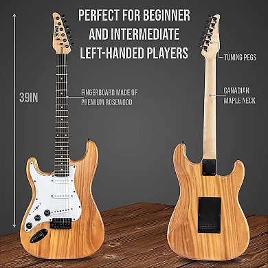 Lyxpro Cs 39” Left Handed Electric Guitar Kit For Beginner W/amp Cable, 6 Picks & Guide