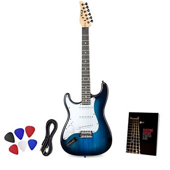 Lyxpro Cs 39” Left Handed Electric Guitar Kit For Beginner W/amp Cable, 6 Picks & Guide