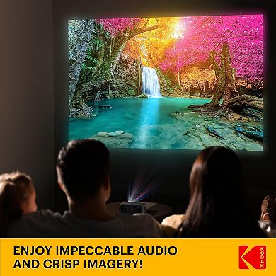 Kodak Flik X1 100” Mini Projector, Portable Pico Projector With Remote & 2w Speakers