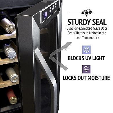 Ivation 8 Bottle Thermoelectric Wine Cooler, Quiet Freestanding Wine Fridge