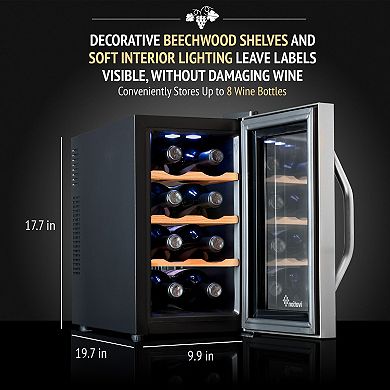 Ivation 8 Bottle Thermoelectric Wine Cooler, Quiet Freestanding Wine Fridge