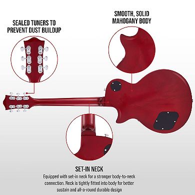 Lyxpro 39” Sb Series Electric Guitar, Solid Body Guitar W/tone Controls & 3-way Pickup