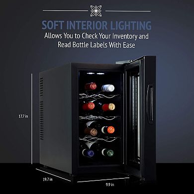 Ivation 8 Bottle Thermoelectric Wine Cooler, Quiet Freestanding Wine Fridge