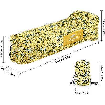 Naturehike Opblaasbare ligstoel, waterdichte luchtbank met draagbaar pakket, opblaasbaar luchtbed, Lazy Lounger voor reizen, kamperen, wandelen, zwembad- en strandfeesten (oranje