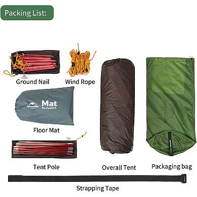 Naturehike Opalus Tunnel Backpacking Tent For 2-3 Person Lightweight Camping Tent With Footprint