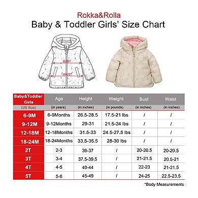 Toddler Girls' Rokka&rolla Fleece Lined Heat Puffer Jacket, Size 2T-5T